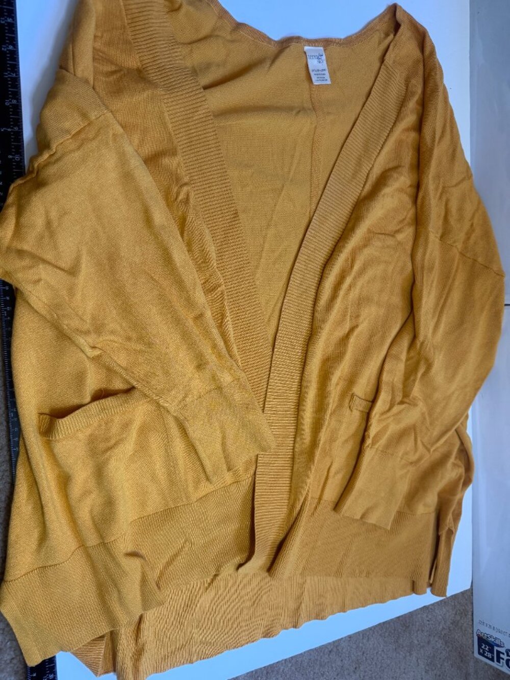 Terra & Sky Mustard Yellow Cardigan W 3X - Picture 2 of 5